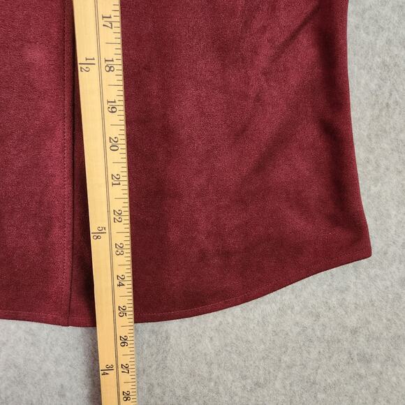NWT New York & Co Top Size Small Burgandy Suede/Velvet Long Sleeve Button Down - Picture 8 of 10